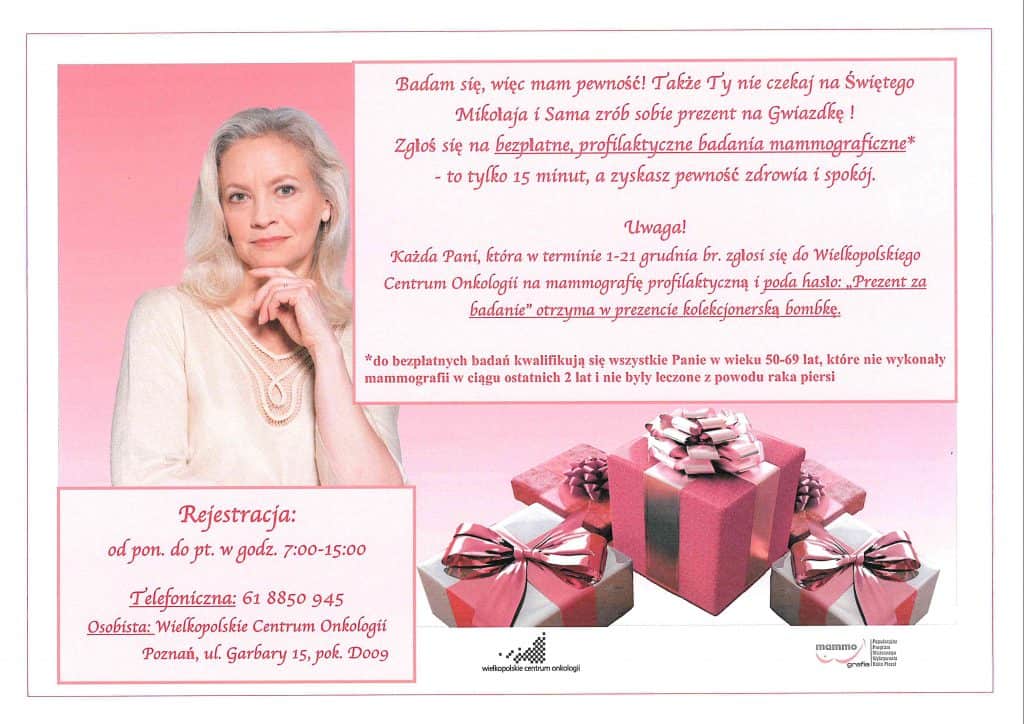 Zrób sobie prezent i zapisz się na badania mammograficzne